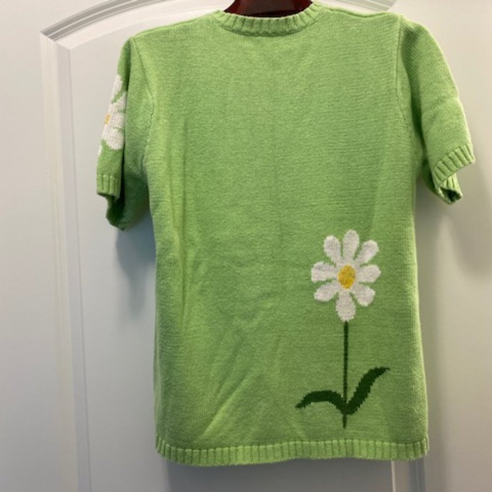 Quacker Factory S/S Lime Green Button Cardigan Wh… - image 5